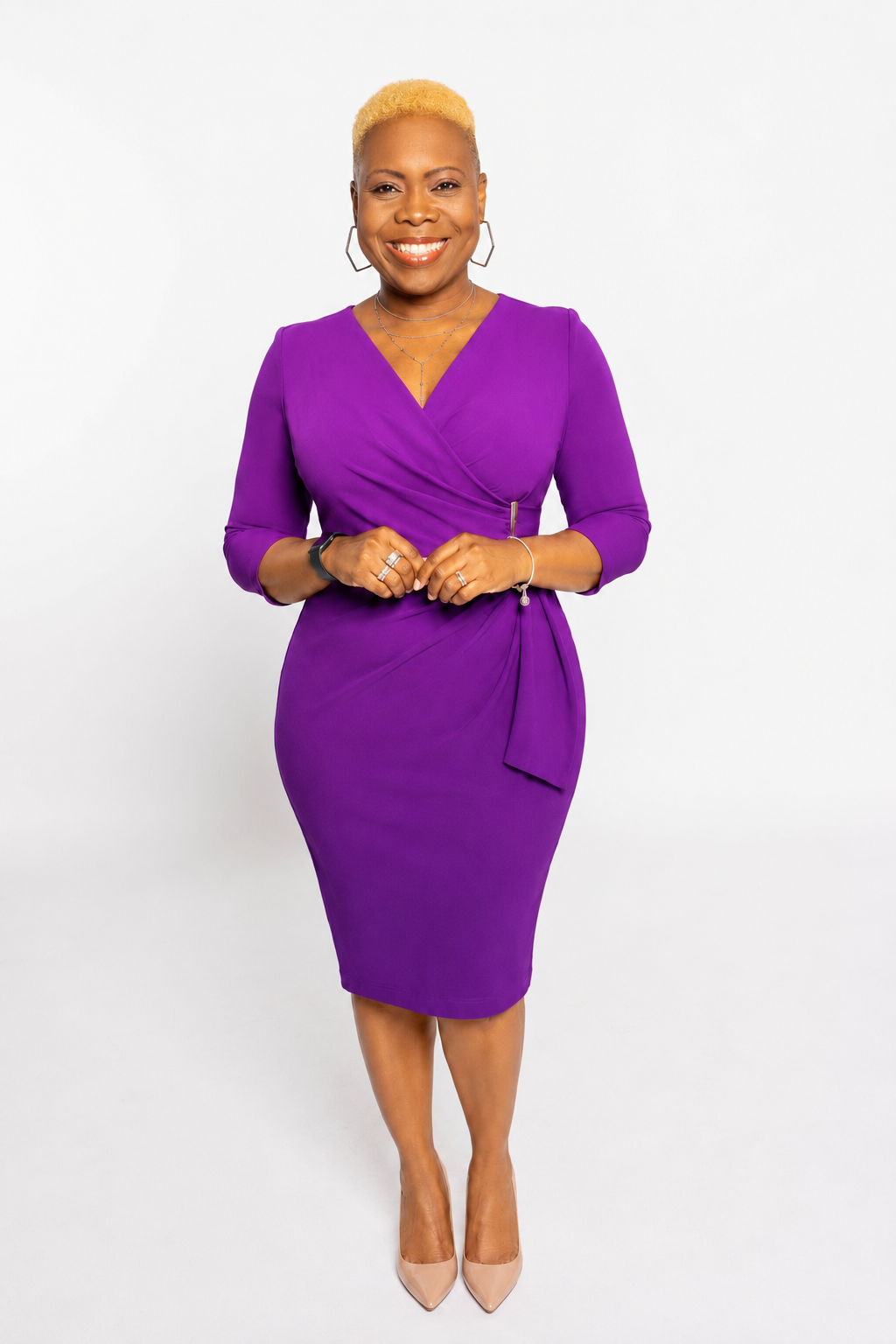 Alicia Carner-McDonald in a purple dress